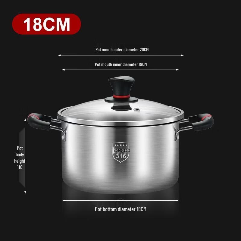 

HANDUNYOU 316 Stainless Steel Soup Pot with Anti-Scald Handle