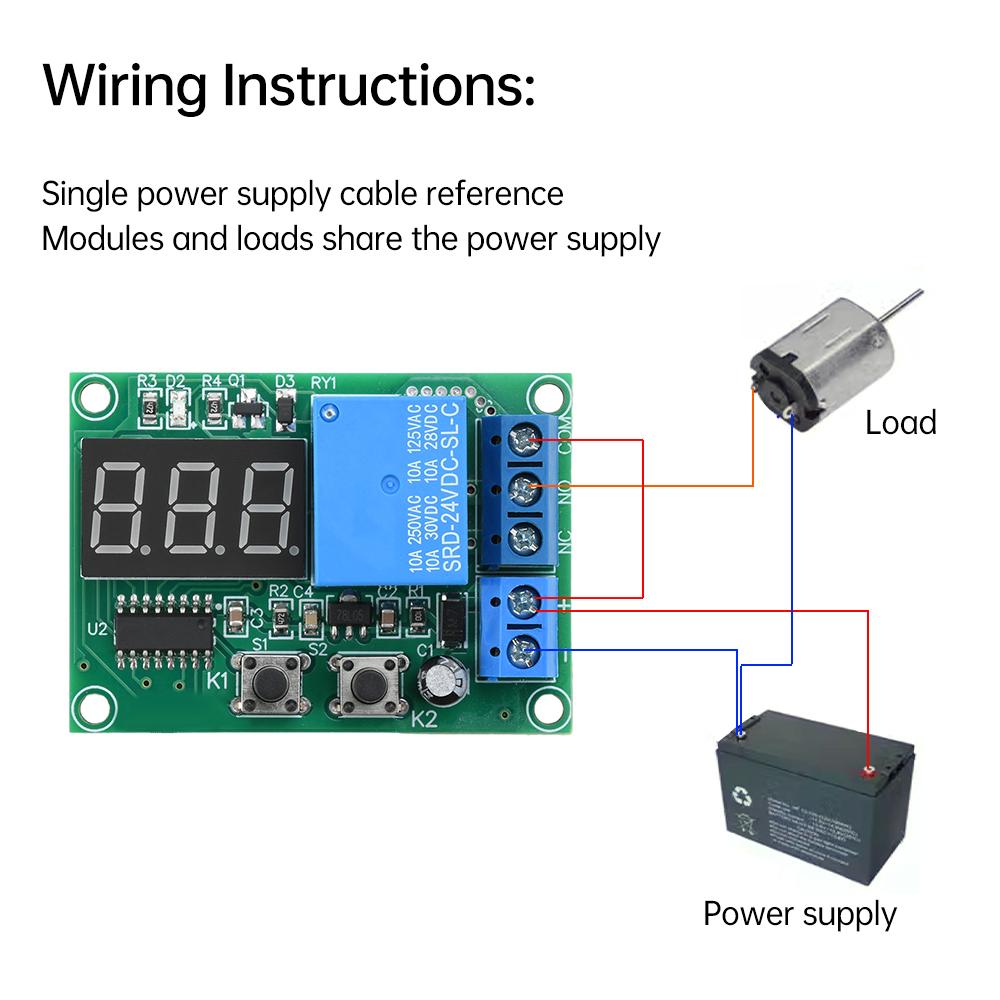 DC12V/24V Multifunctional Digital Display Delay Relay Module 0.36-Inch 3-Digit Red Display Delay Time Off/Delay On/Cycle On/Off