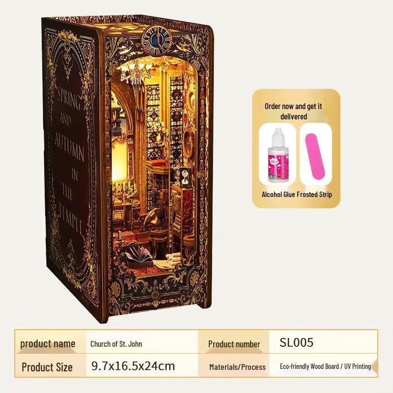 Handmade Retro 3D Stereoscopic Induction Light Book Holder Model