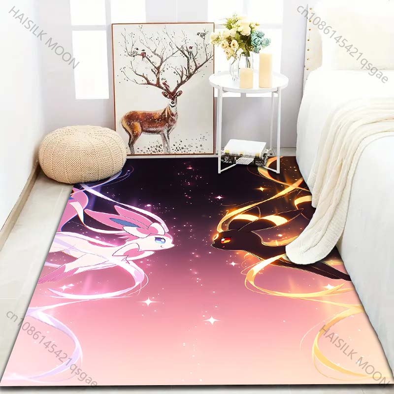 Multiple Sizes Pokemon Umbreon and Sylveon Print Carpet for Living Room Bedroom Kid's Room Home Decor Non-slip Mat Area Rug