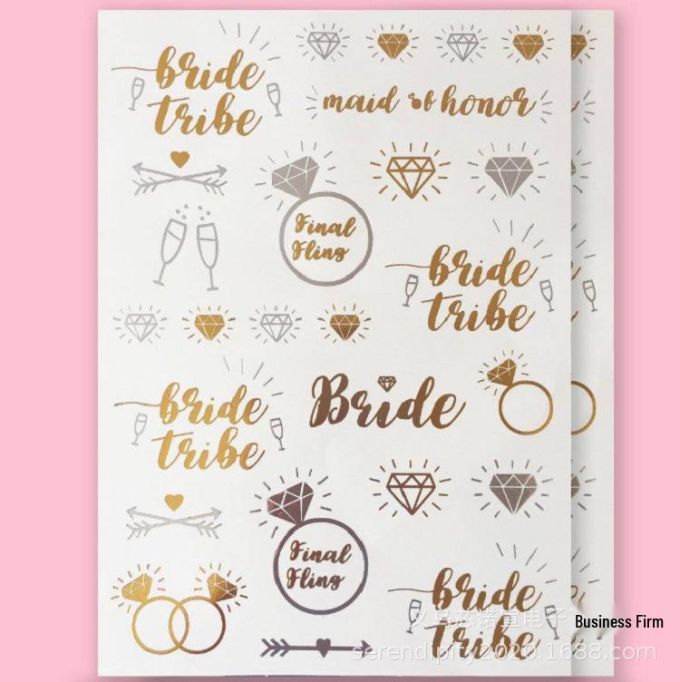

Водонепроницаемые временные татуировки розового золота Team Bride для девичников One Size