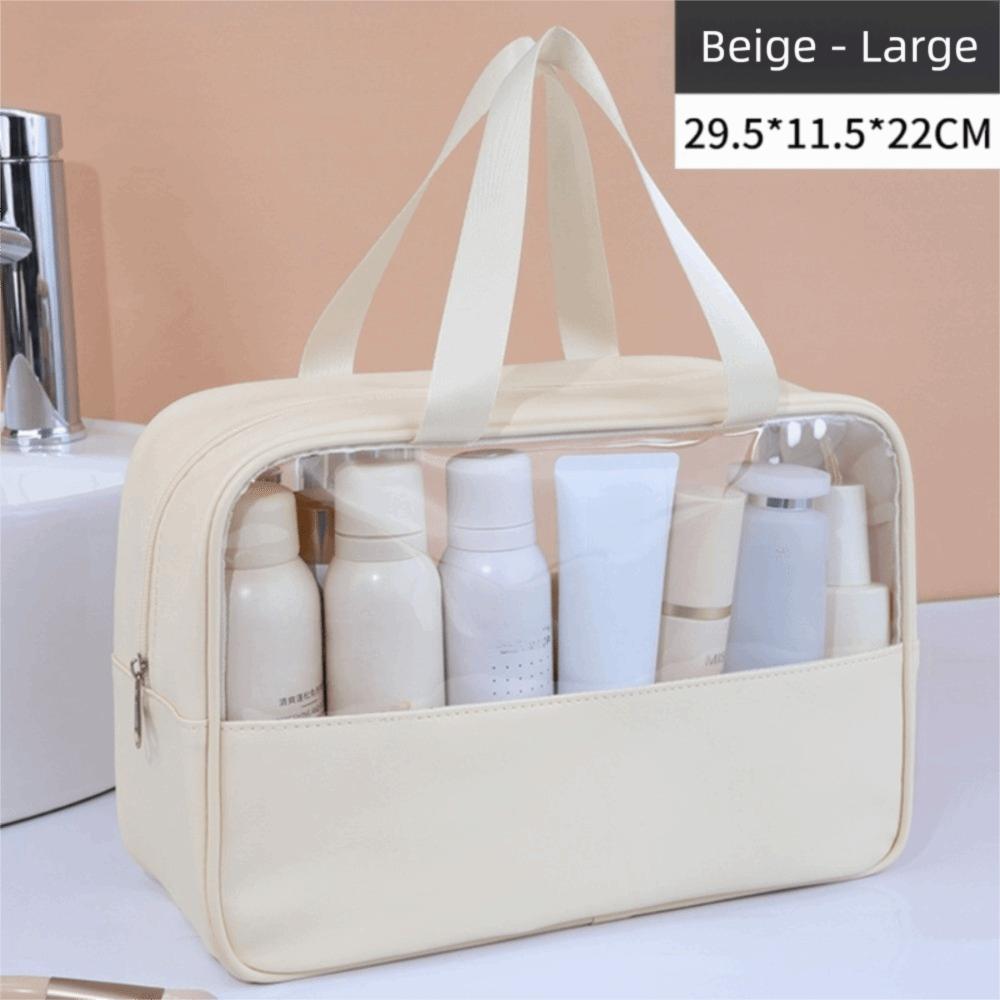 Portable Large Capacity Cosmetic Bag See-Through Zipper Clear Makeup Bag Bath Bag Travel