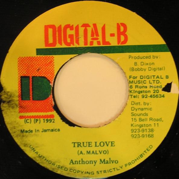 

7-дюймовая пластинка ANTHONY MALVO True Love NONE DigitalB 1992 Ямайка Регги Ска Даб Б/у