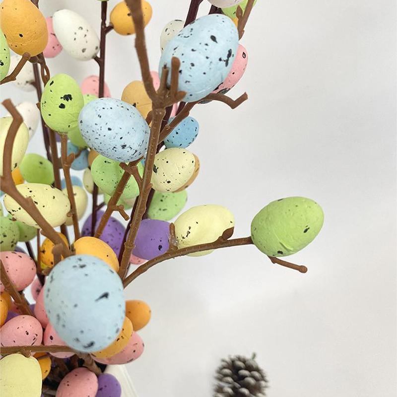 1PC Easter Eggs Branch Tree Foam Painting Easter Decoration for Easter Branch DIY Flower Arrangements Easter Desktop Decoration