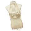Adjustable Length Elegant Pearls Body Chain Sensual Chest Jewelry Accessory Portable for Beach and Evening Wear