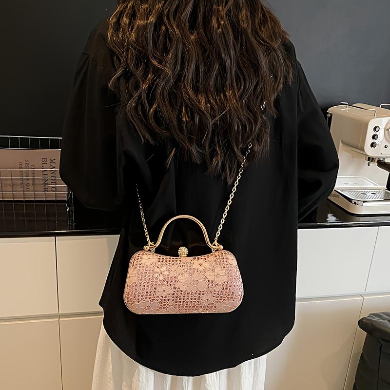 Sparkling Flower Evening With Rhinestone Chain Wallet Banquet Cheongsam Dress Purse Handbag For Annual Party Luxurious Sequined Dinner Tote