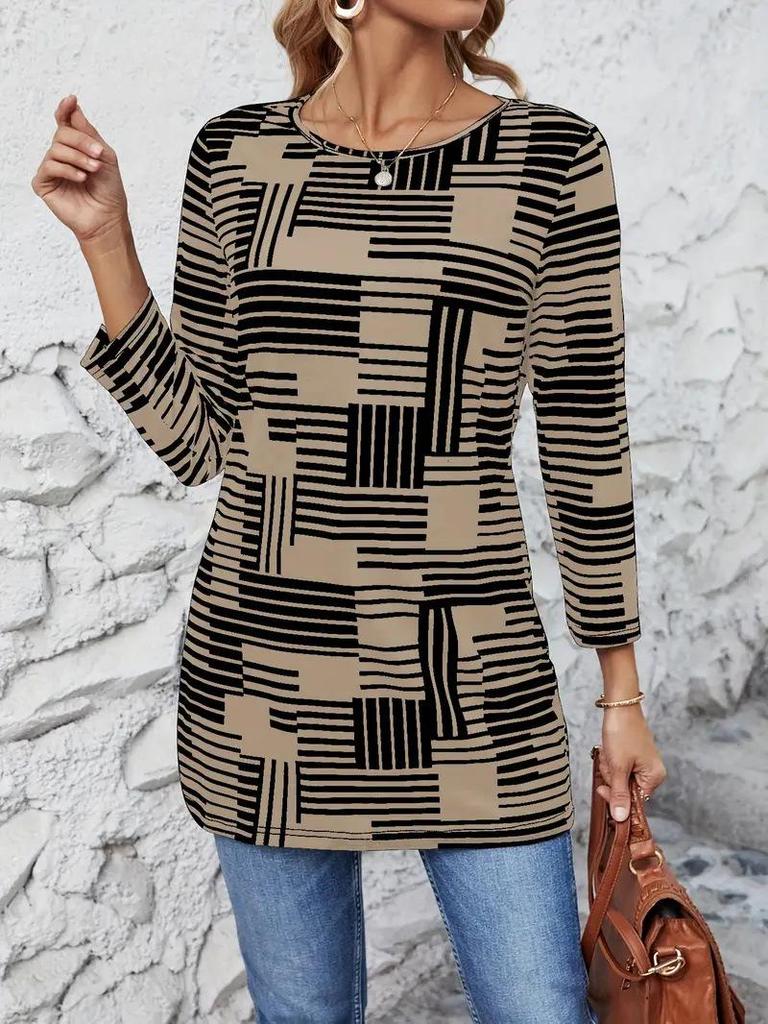 Plus Size Autumn/Winter 2025 Fashion Casual Women's Round Neck Top T-Shirt