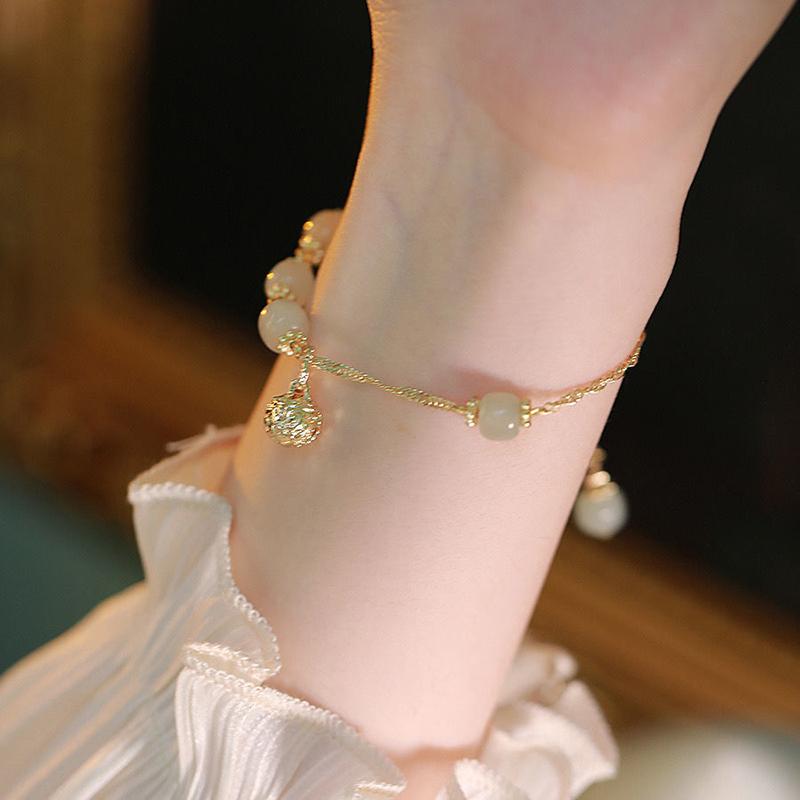 Brățară rafinată la modă din imitație de jad verde cu mărgele pentru femei, elegantă, în stil dulce, pentru banchet, bijuterii zilnice