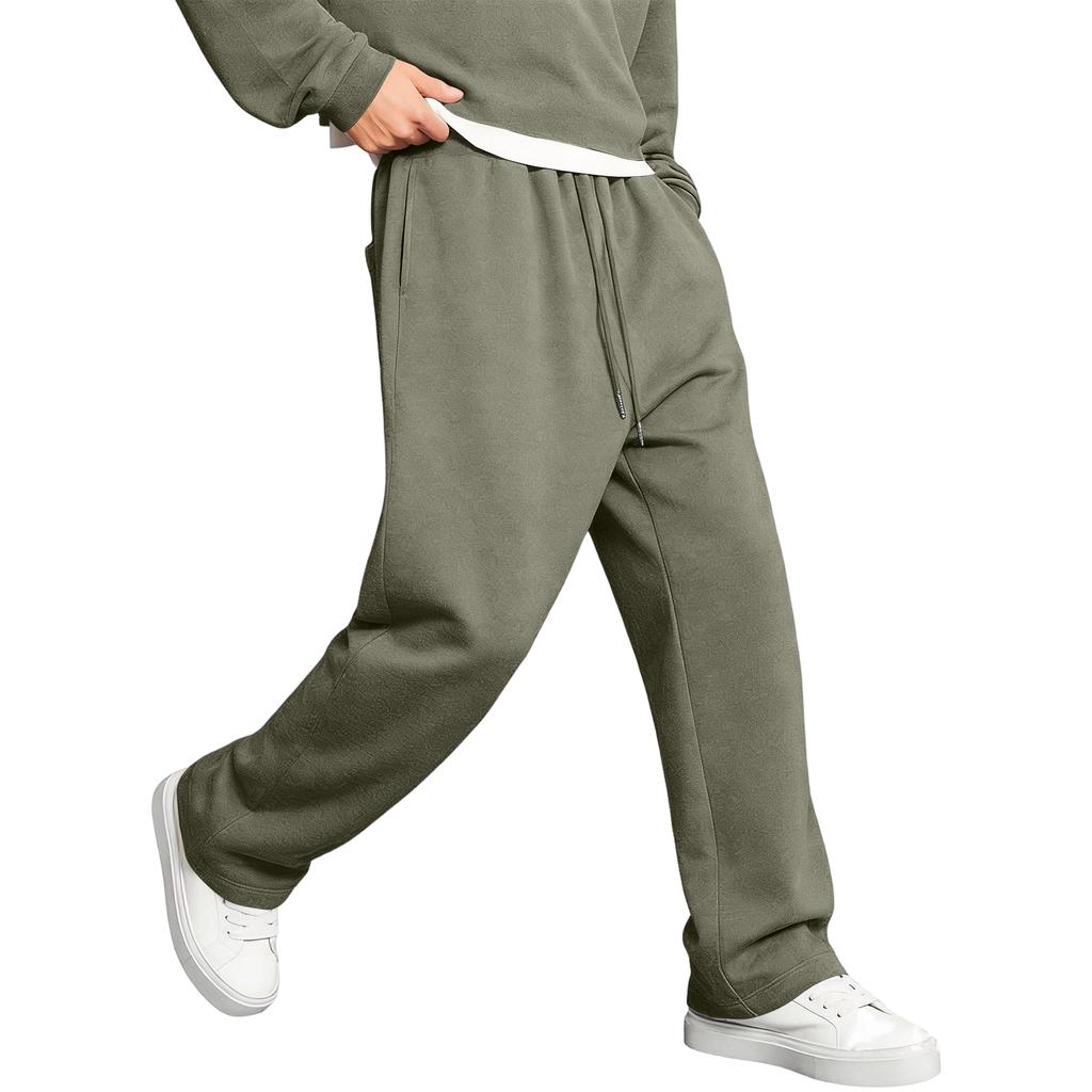 Men's Sport Sweatpants With Drawstring Elastic Waist, Retro , Loose Wide-leg Pants With Pockets