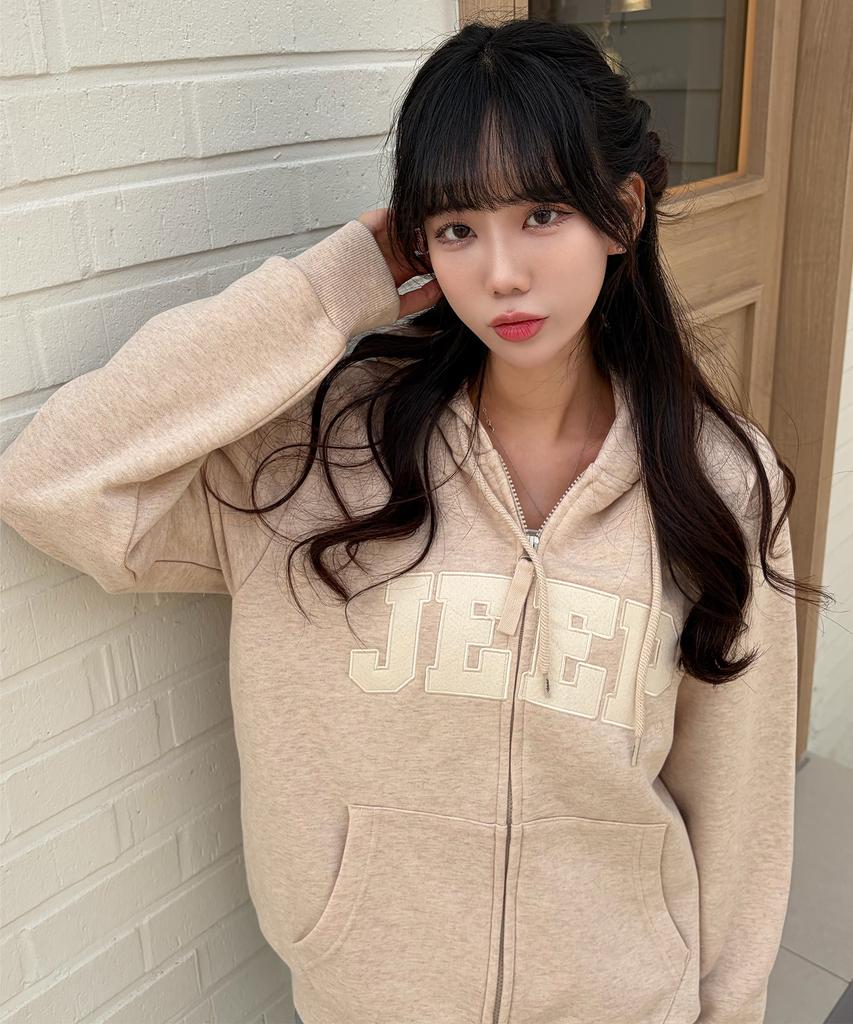 Jeep Jeep Big Logo 2-Way Oversized Zip-Up Hoodie (Jr5Tzu075Bk)