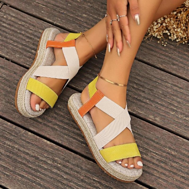 Women's Sandals Roman Style Platform Grass Bottom Sandals Large Size Hot Sale Beach Sandals