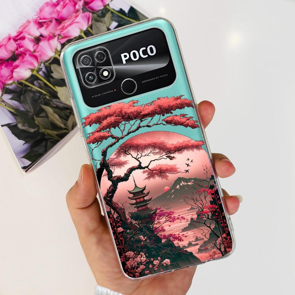 

6.71 Чехол Для Xiaomi Poco C40 Чехол Популярный Цветок Прозрачный Силикон Мягкий ТПУ Чехол Для Телефона Для Xiaomi PocoC40 Coque C 40 Funda Xiaomi Poco C40