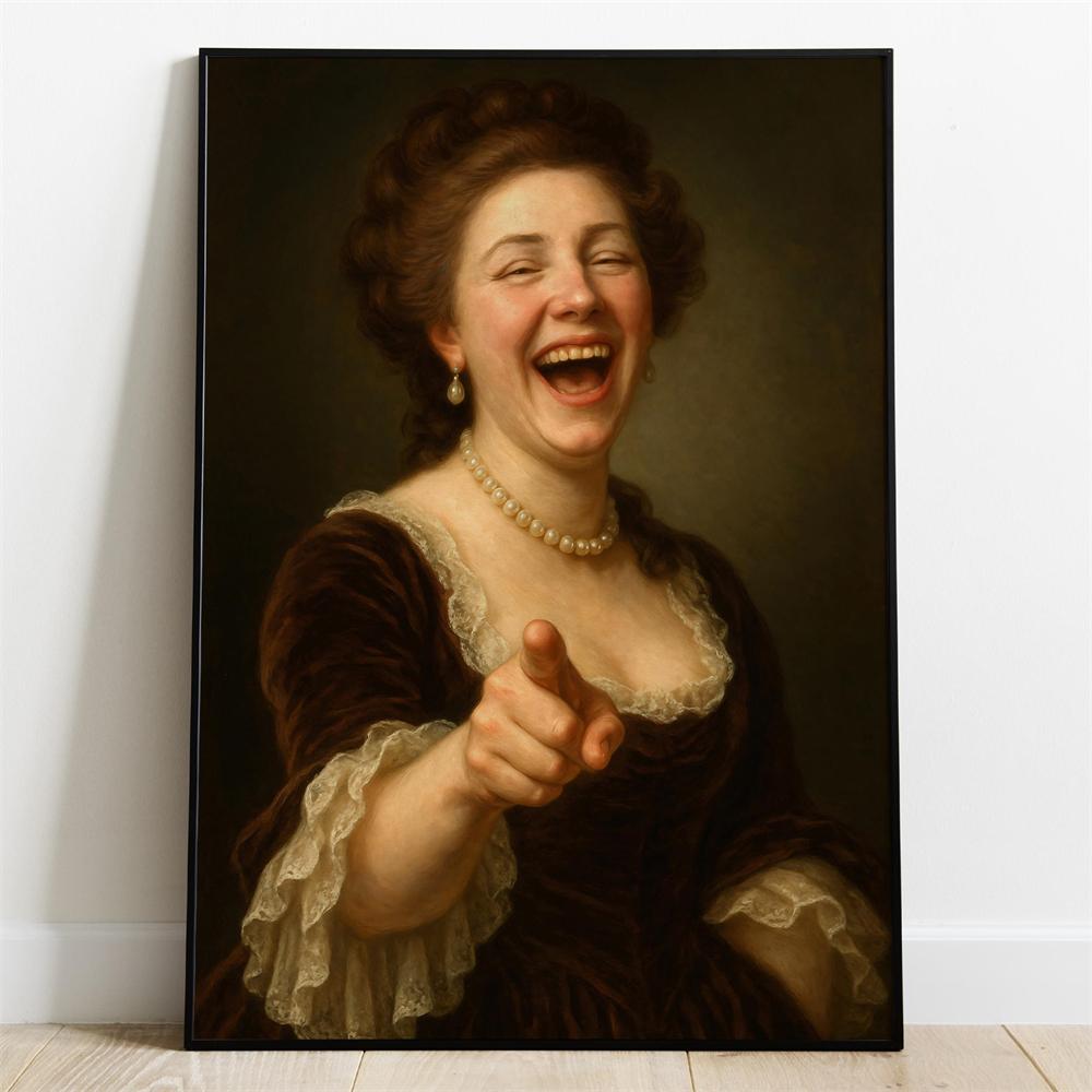 Middle Finger Rebel Man Funny Art Print Poster Altered Vintage Portrait Poster Humorous Antique Oil Painting Style Canvas Prints
