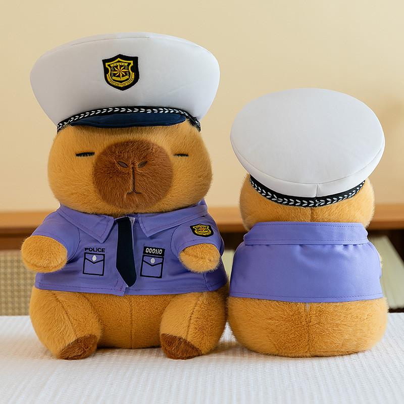 Police Capybara Cartoon Plush Toy Stuffed Animal Doll Decorations Kids Gift