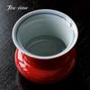 Hand Painted Ceramic Jianshui Forbidden City Red Tea Washing Bowl Residue Jar Water Bucket Chinese Big Pretty Bowl Tea Ceremony