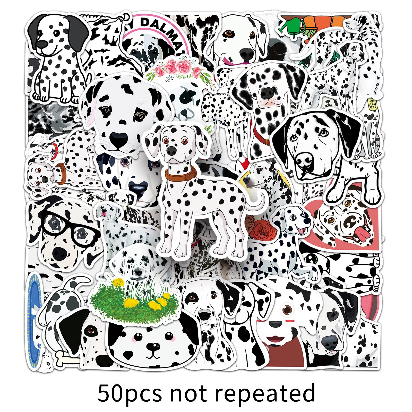 50 Dalmatian Dog Graffiti Stickers: Cartoon Animal Stickers for DIY, Water Bottles & Suitcases, Waterproof.