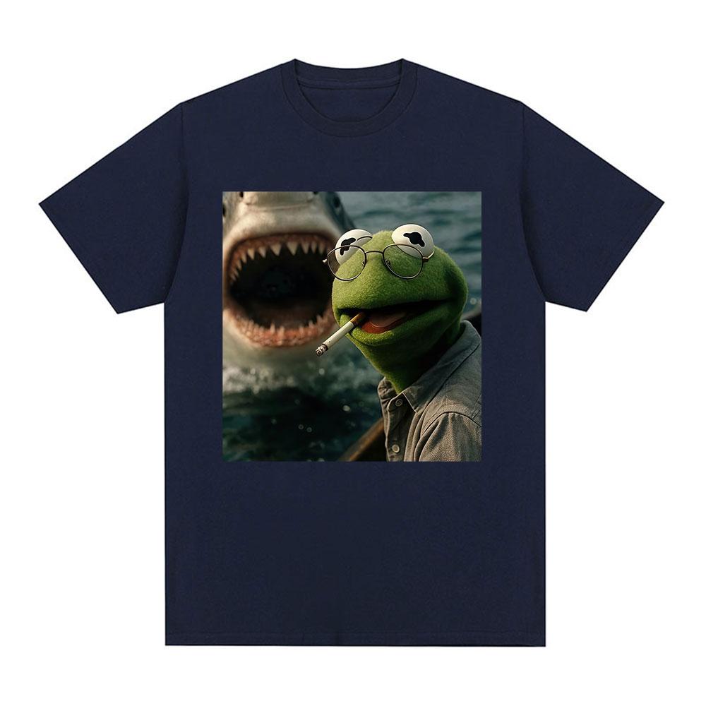 Dark Humor Frog Shark Graphic Funny Meme Tshirt Women Clothing Fashion Tshirts Cotton Casual Short Sleeve T Shirts Streetwear