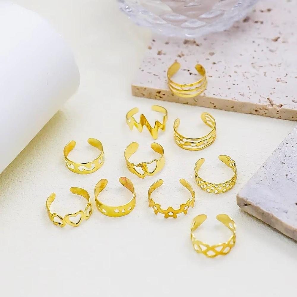 10Pcs Silver/Gold Women Foot Rings Alloy Summer Beach Jewelry Toe Rings Set  Summer Season for Women