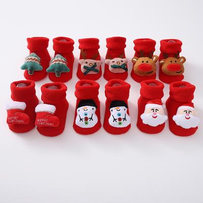 Kindersocken Rutschfeste Kleinkindersocken Warme Kindersocken Cartoon-Weihnachtssocken für Jungen und Mädchen