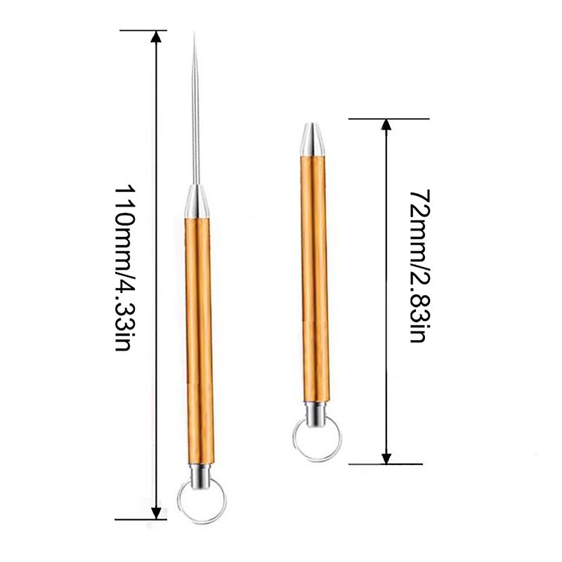 1Pcs Titanium Alloy Telescopic Toothpick Keychain Pendant Gift Fruit Fork Camping Toothpick Holder Unpacking Tool