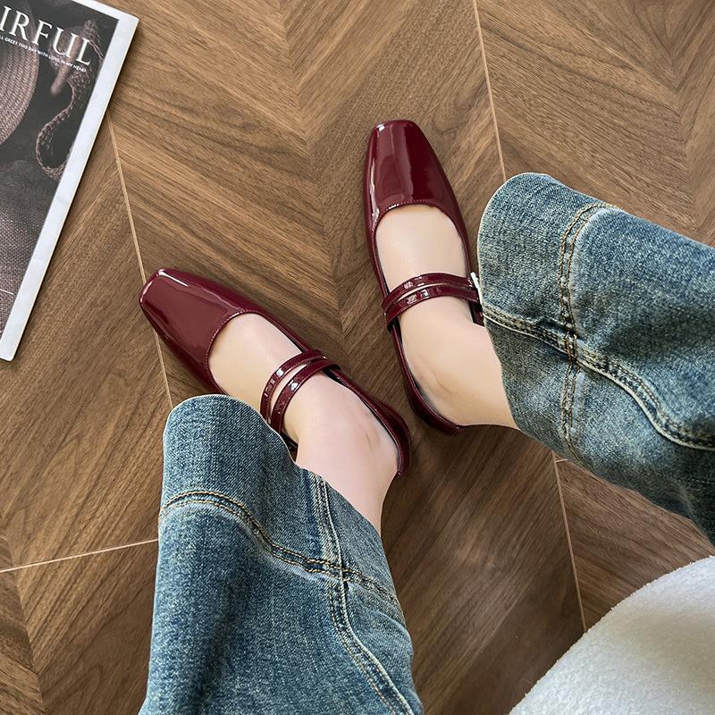 

Туфли Мэри Джейн на низком каблуке, одинарные туфли с квадратным носком, бордовые, профессиональные рабочие туфли, простые одинарные туфли женские 40 бордовый