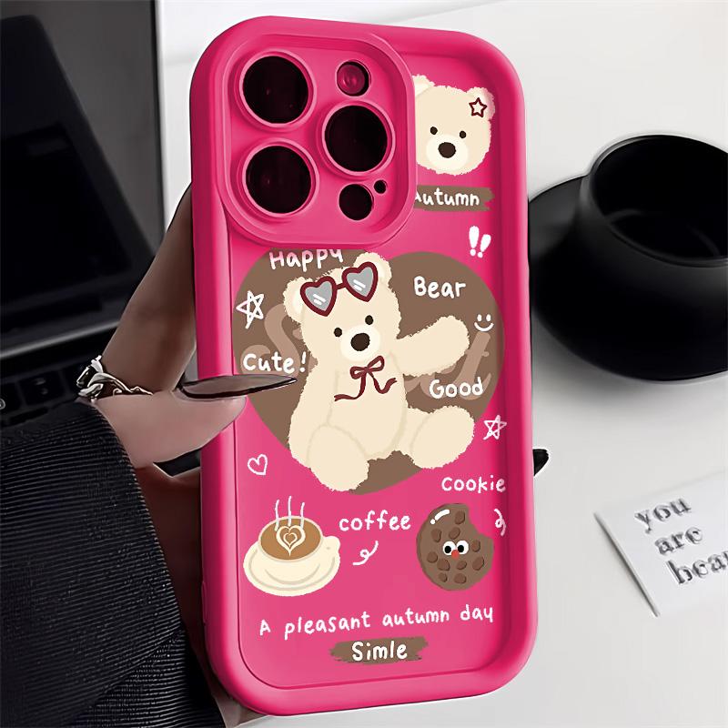 Cute Bear Phone Case For IPhone 17 Air 16 11 12 13 Pro Max 14 15 Plus Soft Silicone Shockproof Durable Fashion Protective Cover