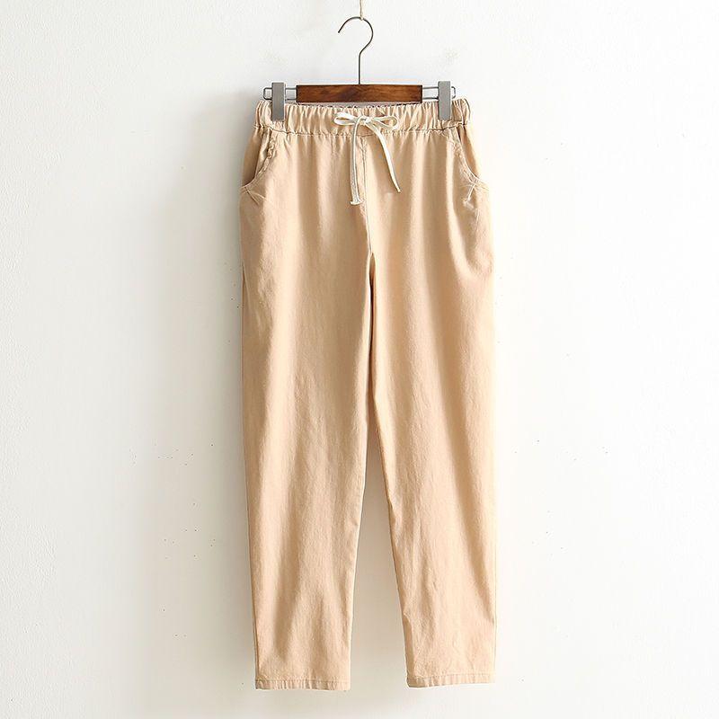 

Летние новые укороченные брюки из хлопка и льна, мужские свободные брюки-харен, повседневный тонкий стиль 5XL хаки