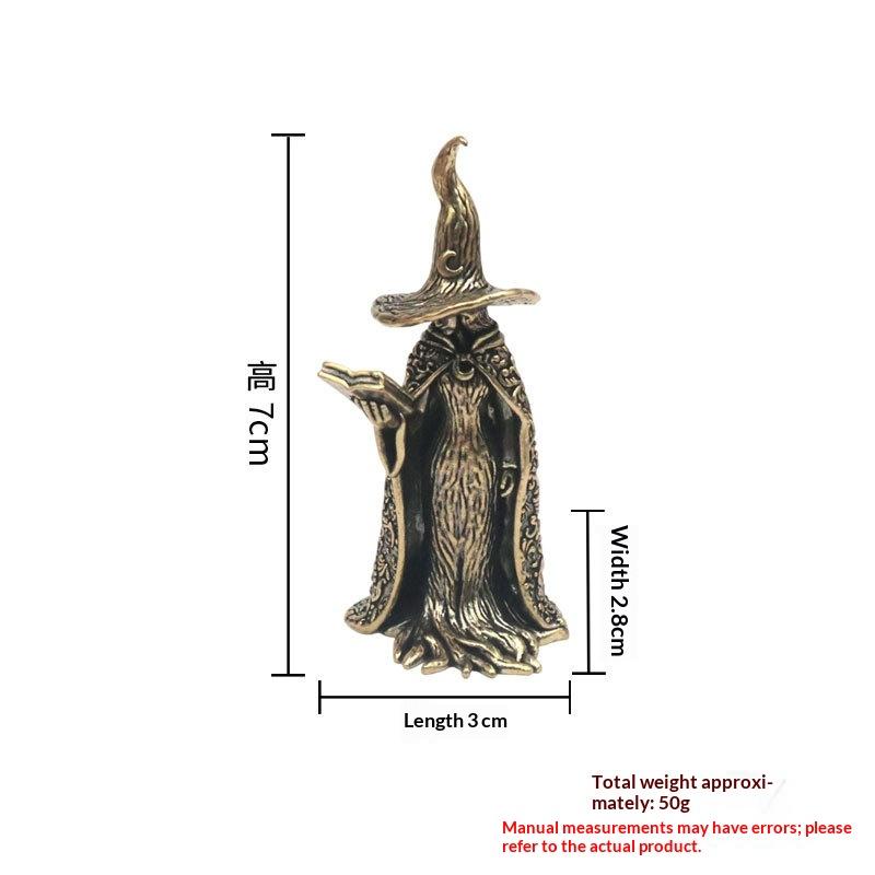 1Pc Brass Retro Beautiful Wizard Characters Figurines Brass Halloween Witch Small Statue Ornament Desktop Home Decoration Crafts
