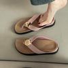 Fashion metal thick-soled foot-pinched flip-flops, women's 2025 new summer versatile outer wear, beach sandals