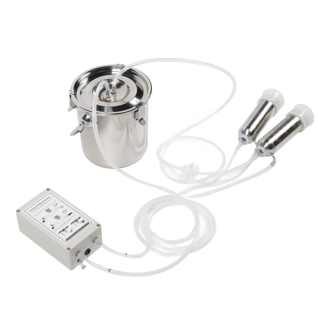3L Goat Pulsation Vacuum Milking Machine Automatic Portable Cow Milking Machine Electric Milker with 2 Teat Cups