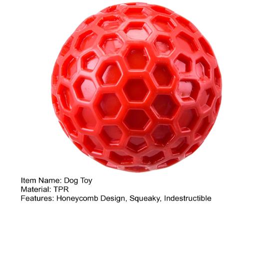 Unzerstörbarer Hundegummiball Interaktives Kauspielzeug für aggressive Kauer Quietschender Waben-Apportierball für Welpenzahnreinigung Langeweilevertreibung