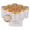 12 Pieces 80ml 47*70*34mm Glass Bottles with Golden Aluminum Caps Spice Bottles Pill Container Candy Jars Vials for Wedding Gift