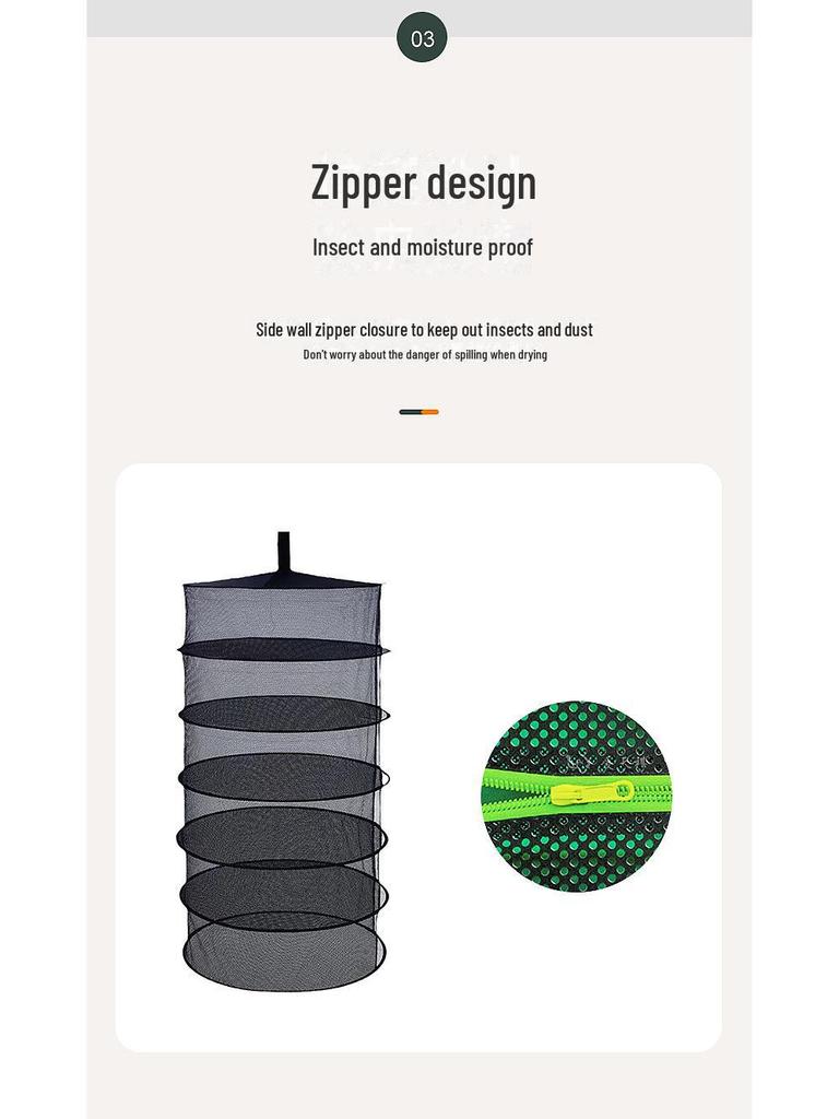 60cm Foldable Round Herb Drying Net and Hanging Basket