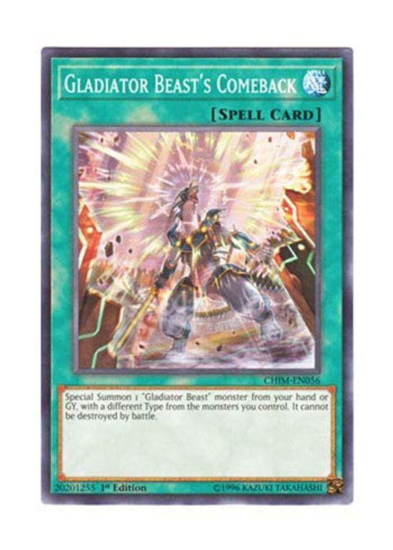 

Английская версия Gladiator Comeback Resurrecting Gladiator Beast 1st Edition Yu-Gi-Oh! CHIM-EN056 Зверь (Нормальный)