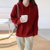 Hooded geometric twist lazy wind pullover sweater autumn and winter new large size thick knitted sweater women