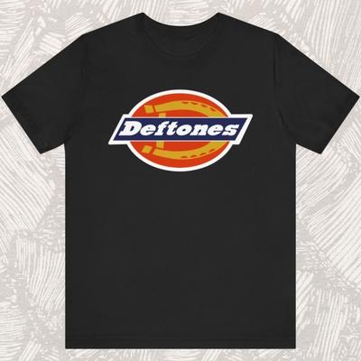 Maglietta Nera Cotone Pesante Deftones Dickies Logo Taglia Completa Uomo Vintage C218 Unisex
