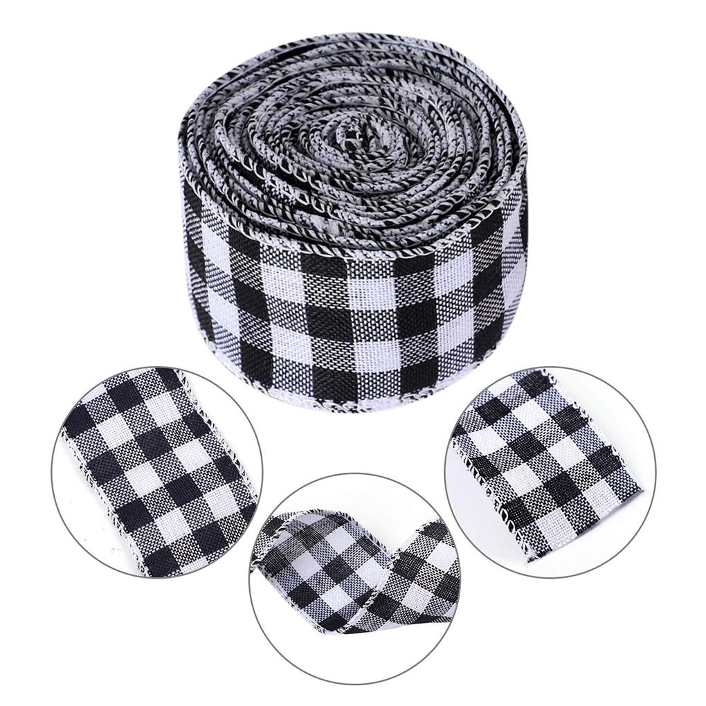 Polyester Gingham Wrapping Ribbon Plaid Burlap Ribbon Christmas Crafts Decoration Braid