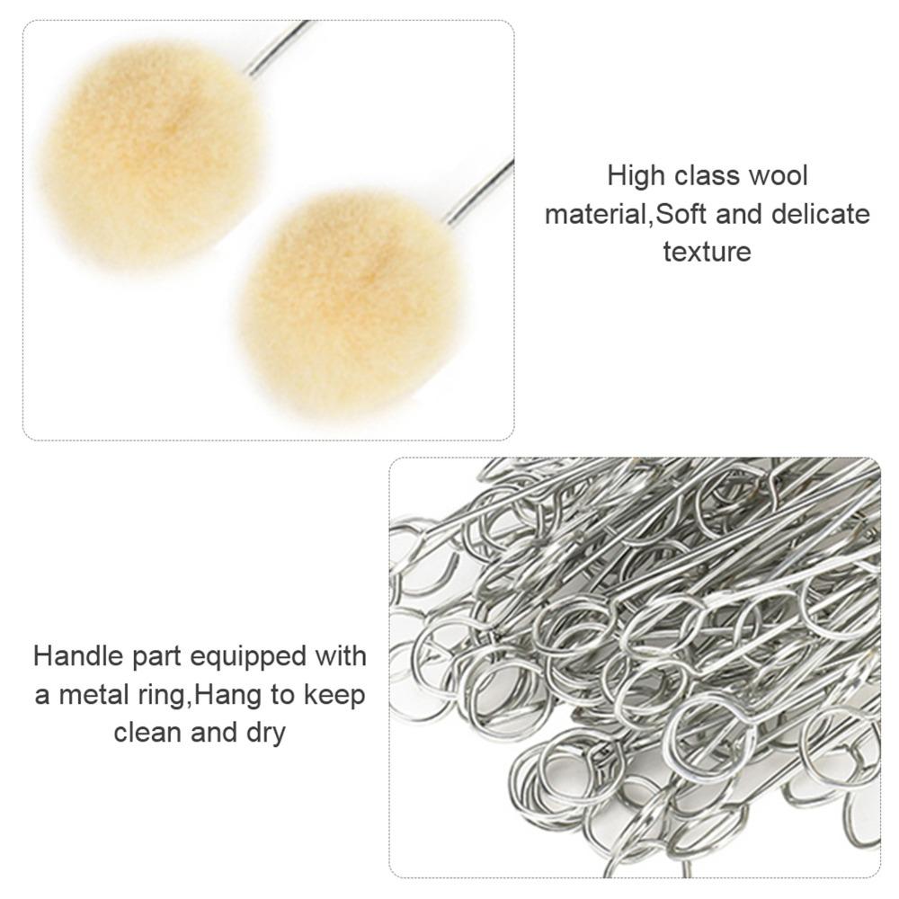 100pcs Metal Handle Wool Daubers Ball Shape Leather Dye Applicator Felt Ball Brush  Glue Application