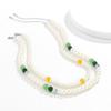 Versatile Autumn Winter New Double Layer Stacked Colorful Spliced Pearl Men's Necklace