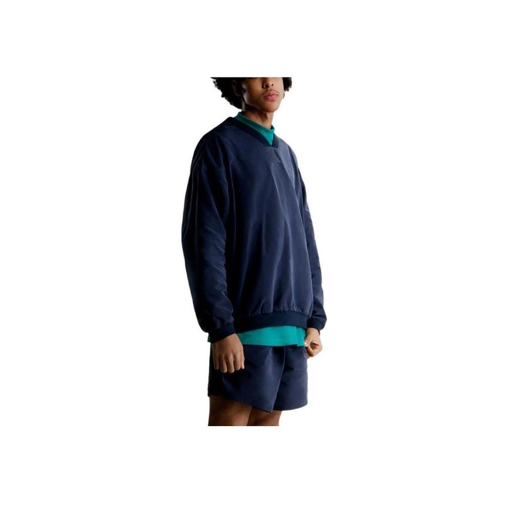 Adidas 2024 Chapter 03 Basketball Vintage Street V-Neck Pullover Long Sleeve Sweatshirt Unisex Night Sky Blue IW5628