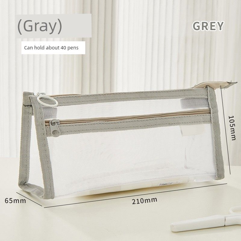 

Entrance Examination Transparent Mesh Examination Pencil Case INS Japanese Style Students Boys and Girls Internet Celebrity Stationery Pencil Case K Gray
