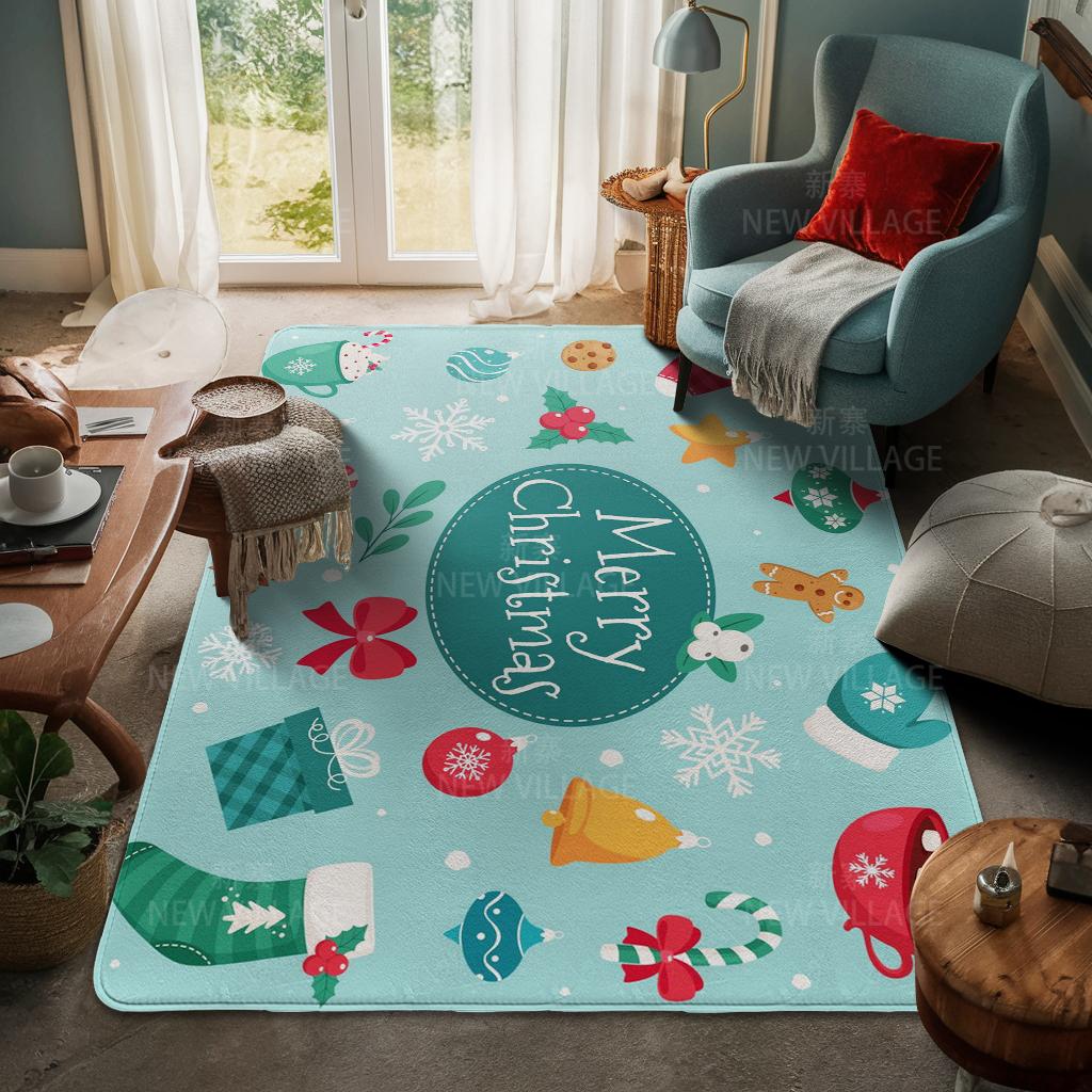 House Entrance Carpet Home Door Mat Living Room Bath Foot Bathroom Non-slip Water Absorption Rugs Bath Merry Christmas Winter