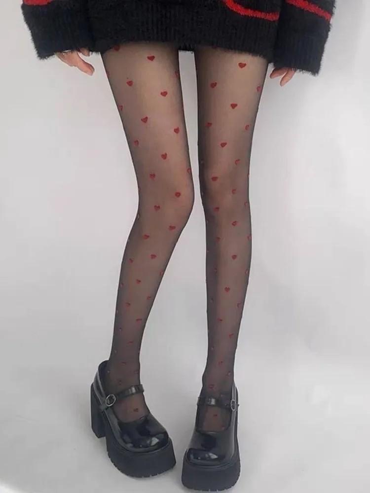 

Women s Fashion Round Polka Dot Tights One Size червоний