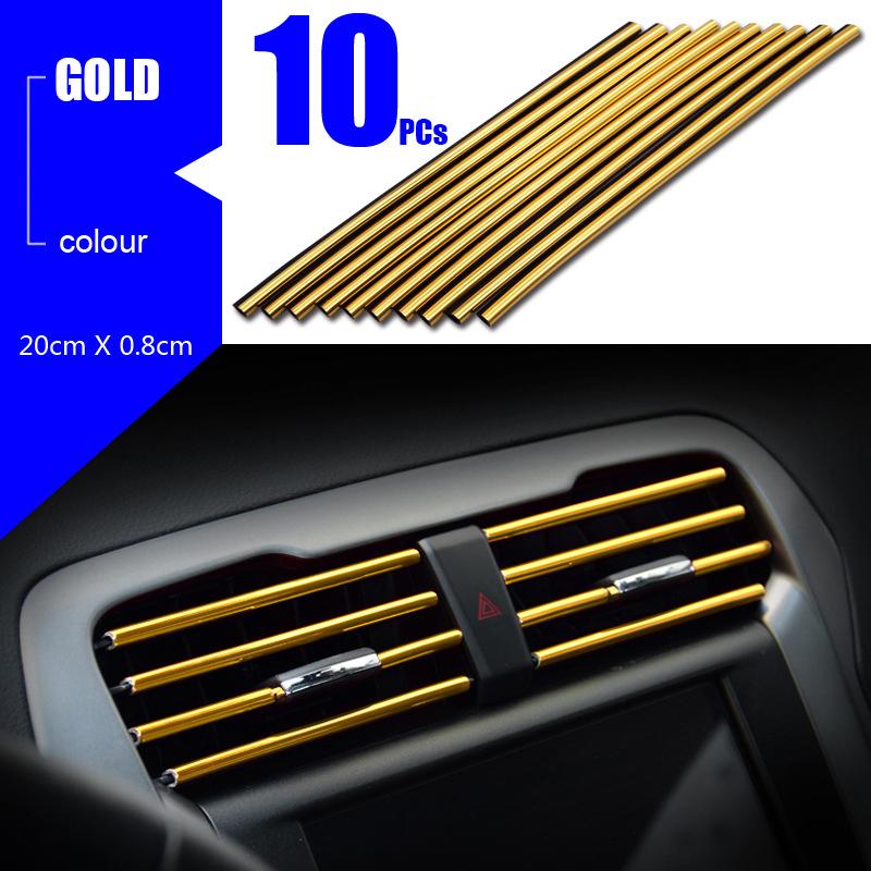 10Pcs U-Shape Moulding Trim Strips Car Air Conditioner Outlet Decorative Strips Cover Car Door Edge Corner Protector 20cm/Strip