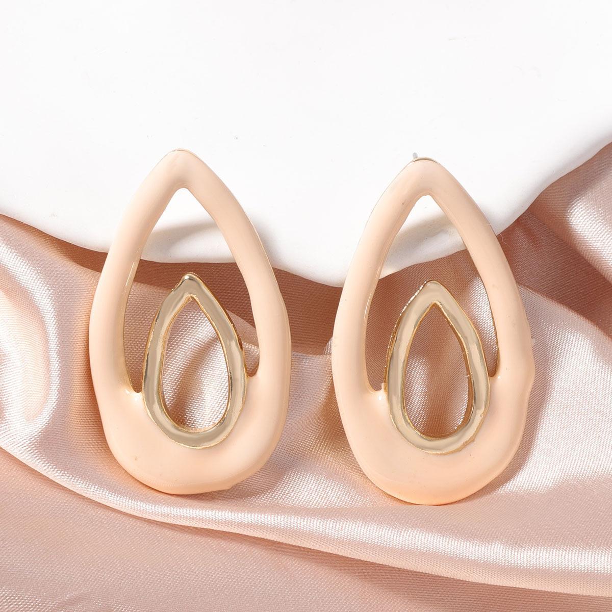 

Korean version of niche creative design sense hollow alloy candy multi-colored water drop stud earrings versatile temperament model