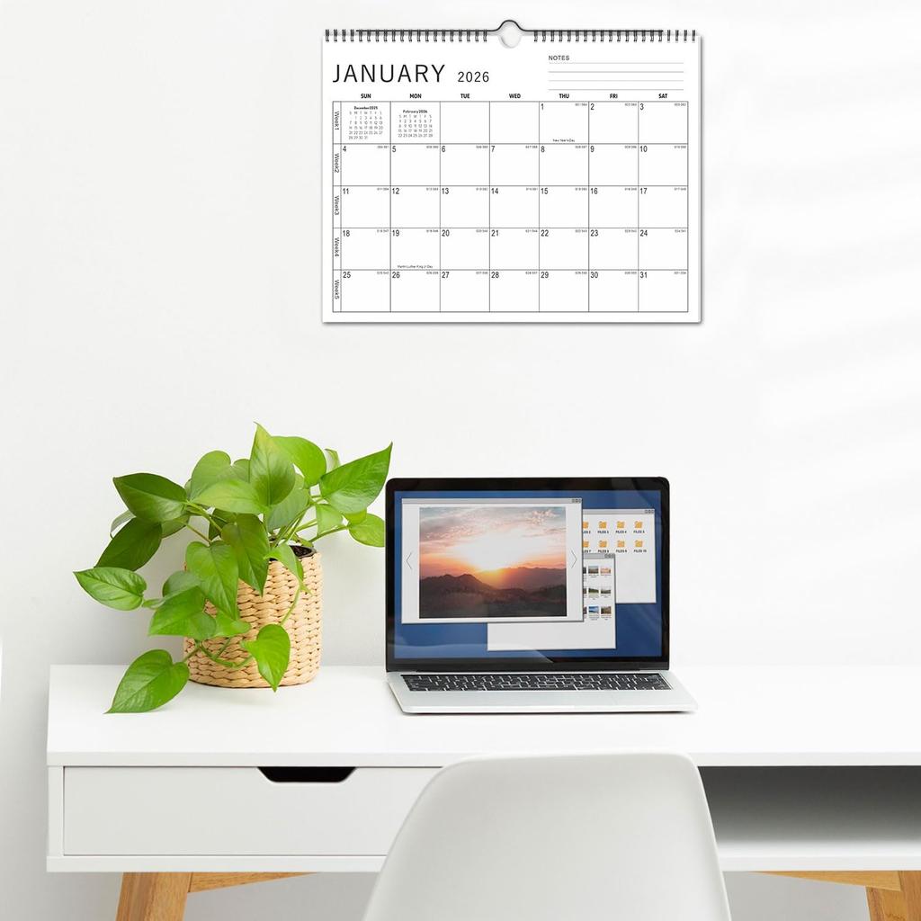 KOPEESY Wall Calendar 2026, Months Calendar 2026 from Now To December 2026, 14.5" X 11" Monthly Calendar with Thick Paper and Julian Dates for Office