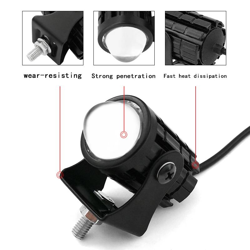 1pc Motorcycle LED Spotlight Headlight Spot Fog Dual Colour LED Lens Hi/Low Beam Driving Lights Auxiliary Light Motorcycle Parts