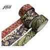 Golden Foil Washi Tape 3 Rolls Tape, Retro Plaid Leaf Pattern Decorative Journal Masking Adhesive for DIY Crafts, Journal, Planner, Scrapbooking
