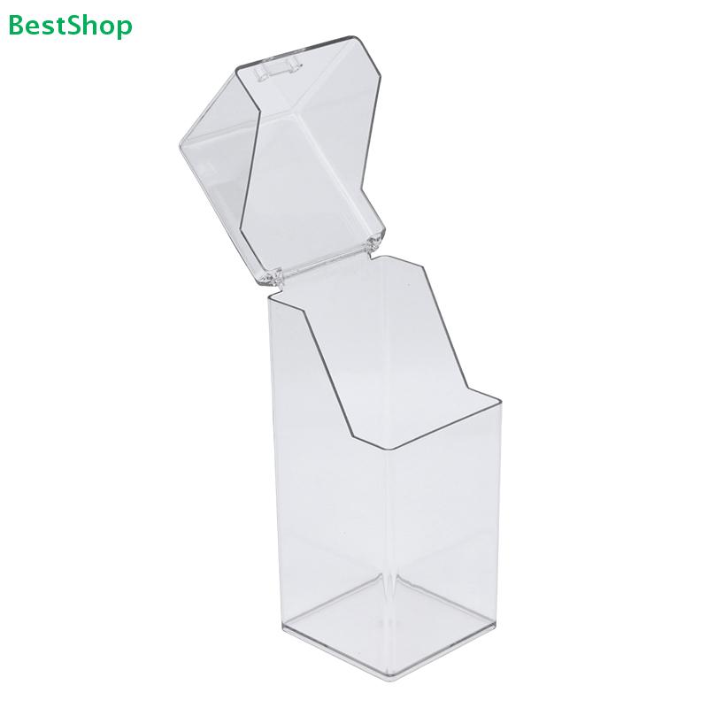 Flip-top Acrylic Pen Holder - Transparent Square Desktop Small Item Organizer, Mirror Cabinet Makeup Brush Storage Box