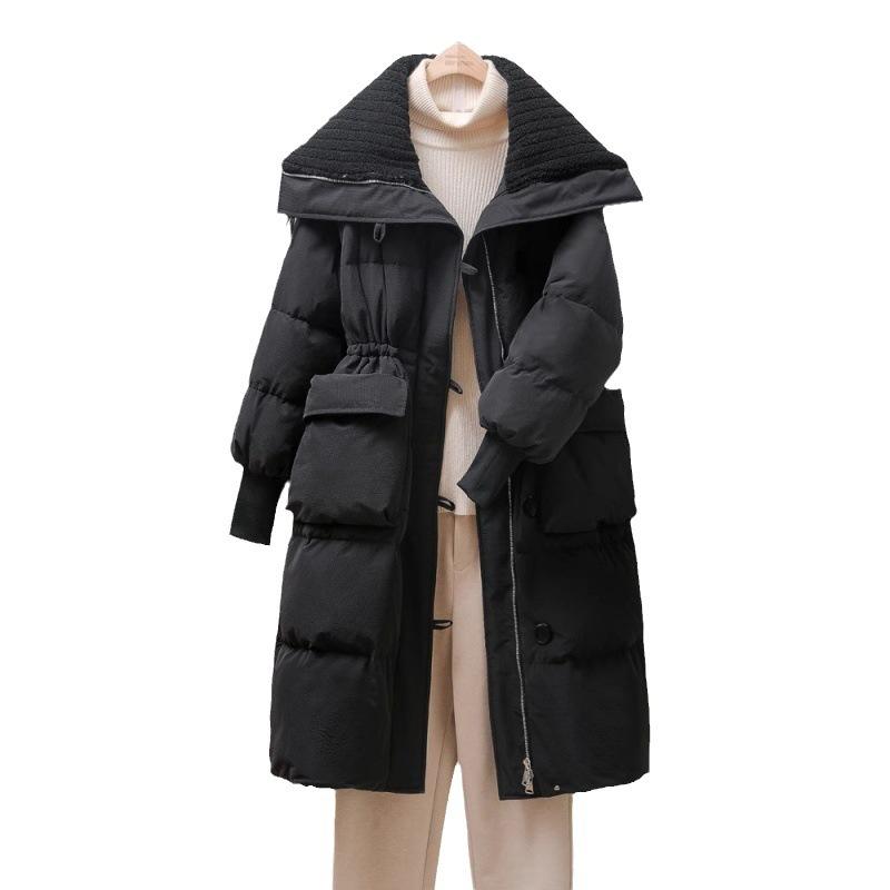 Padded Clothes Women's Winter Long Design Sense Padded Clothes Over the Knee Long Large Lapel Padded Jacket Retro Coat